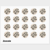 Classic Black Rose Vintage Botanical Bloom Ronde Sticker (Vel)
