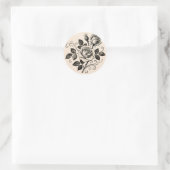 Classic Black Rose Vintage Botanical Bloom Ronde Sticker (Tas)