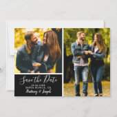 Classic Black Save the Date 2 Fotocollage Magnetische Uitnodiging (Voorkant)