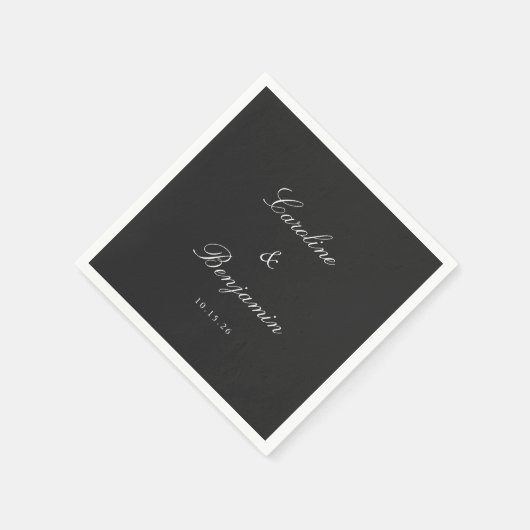 Classic Black Script Elegant Weddenschap Aangepast Servet (Hoek)