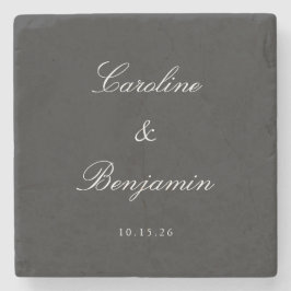 Classic Black Script Elegant Weddenschap Aangepast Stenen Onderzetter