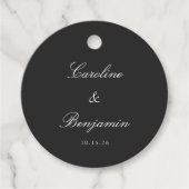 Classic Black Script Elegant Wedding Custom Bedankjes Labels (Voorkant)
