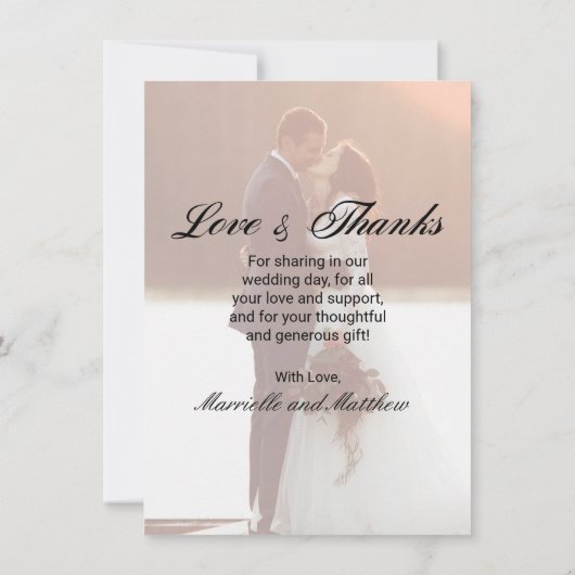 Classic Black Script Typography Weddenschap Bedankkaart (Achterkant)