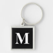 Classic Black Serif Monogrammed Sleutelhanger (Voorkant)