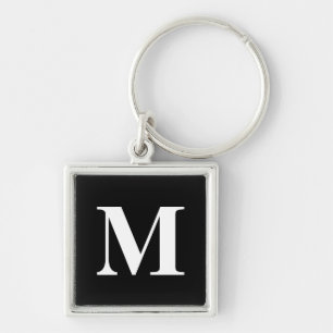 Classic Black Serif Monogrammed Sleutelhanger