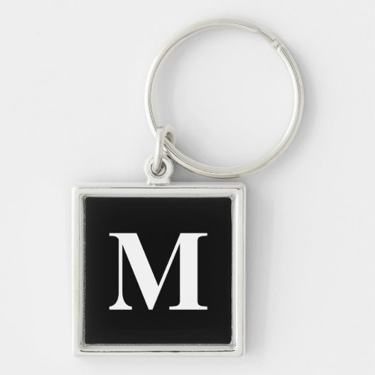 Classic Black Serif Monogrammed Sleutelhanger (Voorkant)