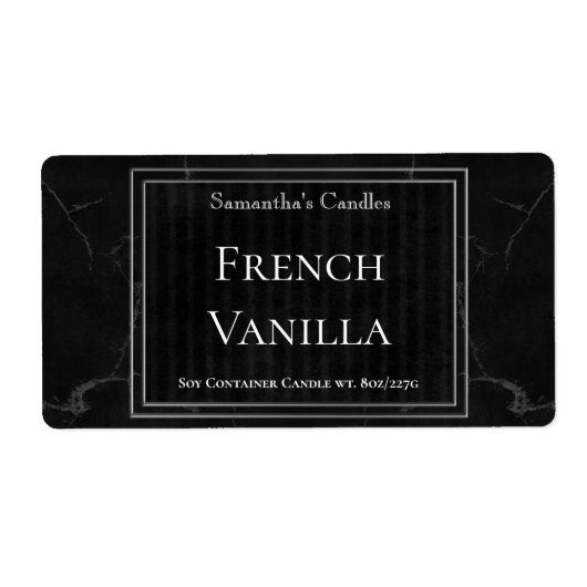 Classic Black Silver Marble Candle Label Sjabloon (Voorkant)