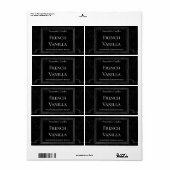 Classic Black Silver Marble Candle Label Sjabloon (Full Sheet)