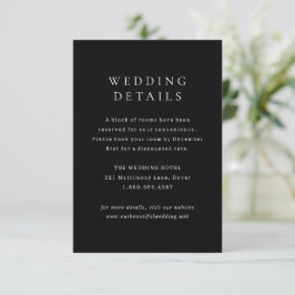 Classic Black Simple Wedding Informatiekaartje