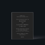 Classic Black Simple Wedding Invitation<br><div class="desc">Classic wedding invitation featuring a dark background and simple text only layout. A timeless,  traditional design ideal for formal and elegant celebrations.  Use the template to generate a QR code or remove it in the design editing tool.</div>