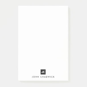 Classic Black Square Monogram Minimalist Basic Post-it® Notes