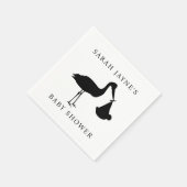 Classic Black Stork Baby shower Witte servetten (Hoek)