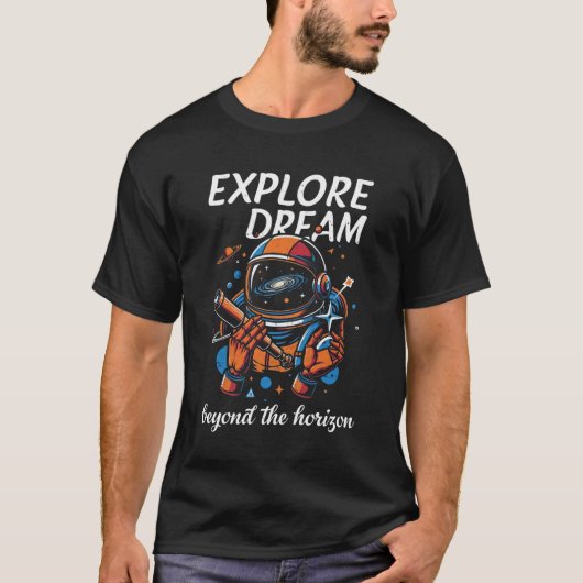 Classic black t-shirt design astronaut T-shirt (Voorkant)