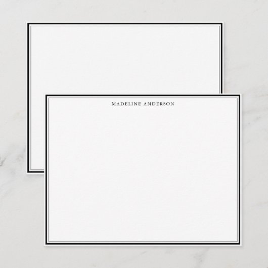 Classic Black Thick and Thin Border Name Notitiekaartje (Voorkant / Achterkant)