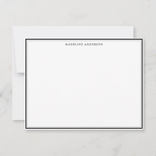 Classic Black Thick and Thin Border Name Notitiekaartje