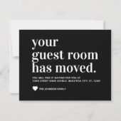 Classic Black Typography Guest Room Moved Moving Aankondiging (Voorkant)