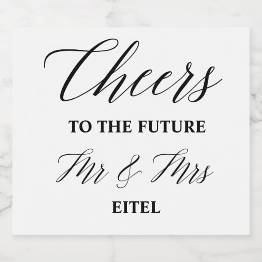 Classic Black Verlovingen Weddenschap Aangepaste n Sparkling Wijnetiket (Enkel label)