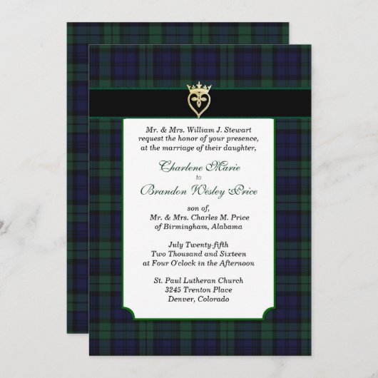 Classic Black Watch Tartan Weddenschap Kaart (Voorkant / Achterkant)