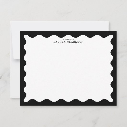Classic Black Wavy Frame Note Card Kaart (Voorkant)