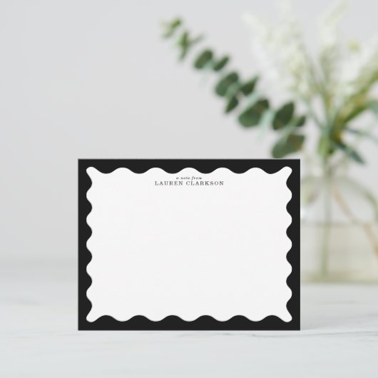 Classic Black Wavy Frame Note Card Kaart (Staand voorkant)