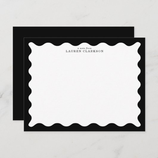 Classic Black Wavy Frame Note Card Kaart (Voorkant / Achterkant)