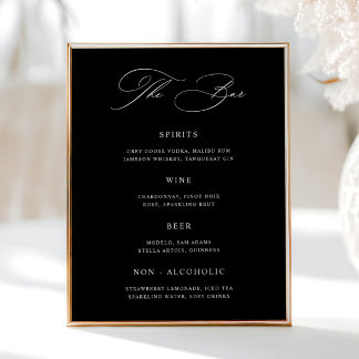 Classic Black Wedding Bar Menu Poster