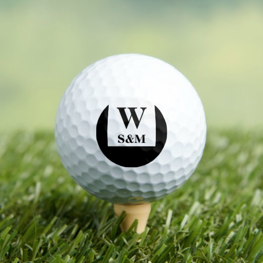 Classic Black Wedding Monogram Golfballen (Insitu Shirt)