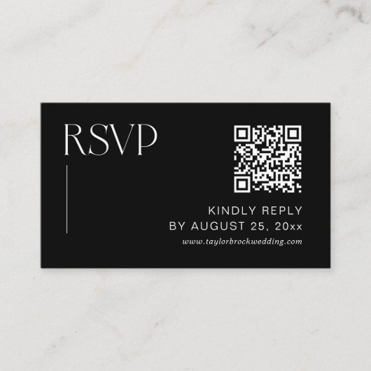 Classic Black Wedding RSVP QR-code Informatiekaartje (Voorkant)