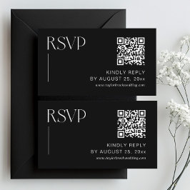 Classic Black Wedding RSVP QR-code Informatiekaartje