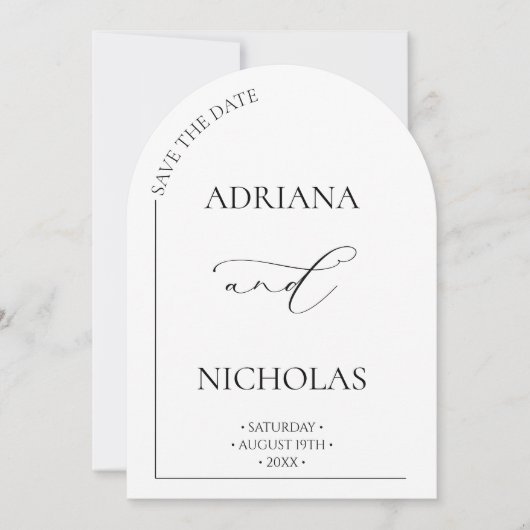 Classic Black & White Arch Bewaar de datum Kaart (Voorkant)