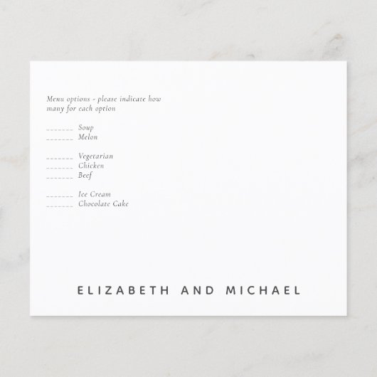 Classic Black White Budget RSVP Menu (Achterkant)