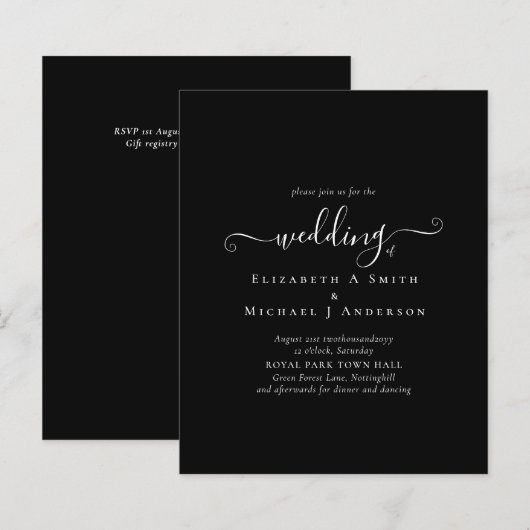 Classic Black White Budget Weddenation (Voorkant / Achterkant)