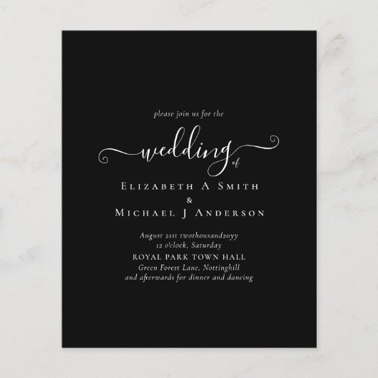 Classic Black White Budget Weddenation Flyer (Voorkant)
