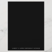 Classic Black White Calligraphy Birthday Menu (Achterkant)