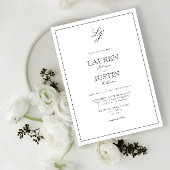 Classic Black & White Calligraphy Monogram Weddens Kaart