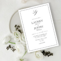 Classic Black & White Calligraphy Monogram Weddens