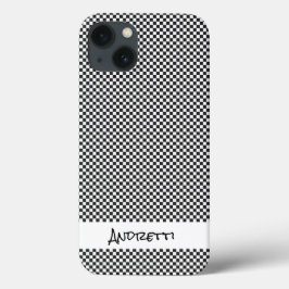 Classic Black White Check Initialen Name Racing Case-Mate iPhone Case