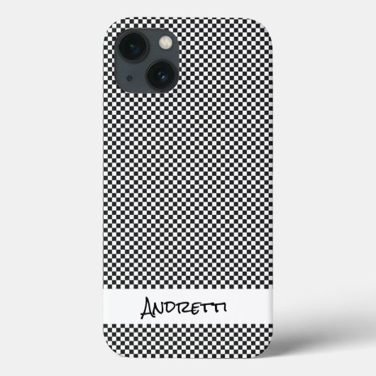 Classic Black White Check Initialen Name Racing Case-Mate iPhone Case (Achterkant)