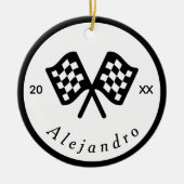 Classic Black & White Checkered Flag Racer Keramisch Ornament (Voorkant)