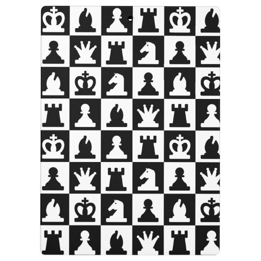 Classic Black & White Chessboard Pattern Klembord (Achterkant)