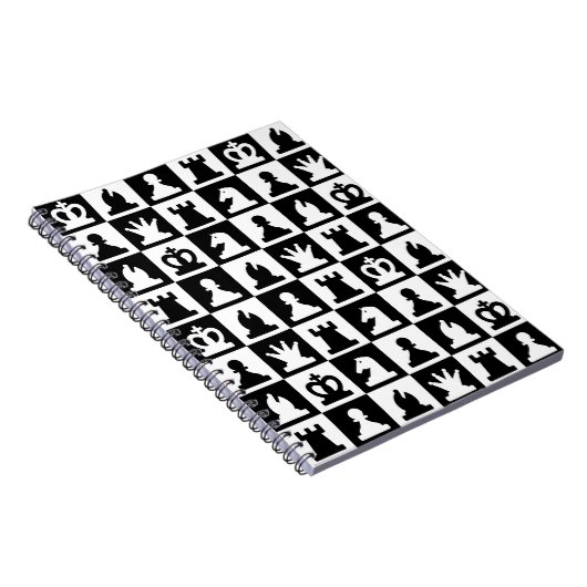 Classic Black & White Chessboard Pattern Notitieboek (Rechterzijde)