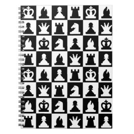 Classic Black & White Chessboard Pattern Notitieboek