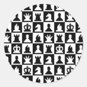 Classic Black & White Chessboard Pattern Ronde Sticker (Voorkant)