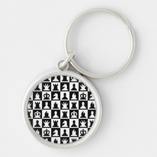 Classic Black & White Chessboard Pattern Sleutelhanger (Voorkant)
