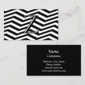 Classic Black White Chevron Stripe Monogram Visitekaartje (Voorkant / Achterkant)