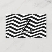 Classic Black White Chevron Stripe Monogram Visitekaartje (Voorkant)