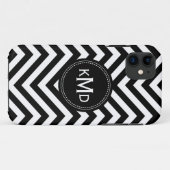 Classic Black White Chevron Trio Monogram Case-Mate iPhone Case (Achterkant (horizontaal))