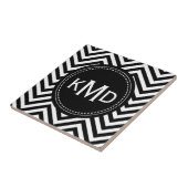 Classic Black White Chevron Trio Monogram Tegeltje (Zijkant)