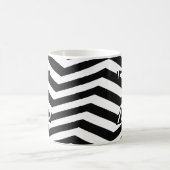 Classic Black White Chevron Zig Zag Monogram Koffiemok (Center)