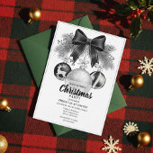 Classic Black White Christmas Party Invite Kaart